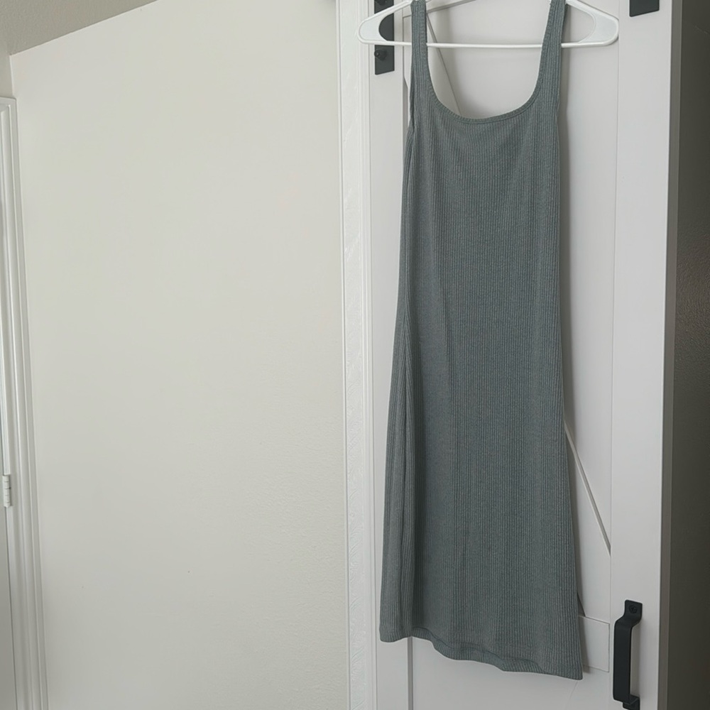 Baby Blue Ribbed Bodycon Tank Midi Dress